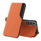 For Samsung Galaxy S22 Plus 5G Side Display  Shockproof Horizontal Flip Leather Case with Holder(Orange) - 1