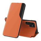 For Samsung Galaxy S22 Ultra 5G Attraction Flip Holder Leather Phone Case(Orange) - 1