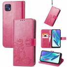 For Motorola Moto G50 5G Four-leaf Clasp Embossed Leather Case with Lanyard & Card Slot & Wallet & Holder(Rose Red) - 1