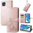 For Motorola Moto G50 5G Four-leaf Clasp Embossed Leather Case with Lanyard & Card Slot & Wallet & Holder(Rose Gold) - 1