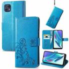 For Motorola Moto G50 5G Four-leaf Clasp Embossed Leather Case with Lanyard & Card Slot & Wallet & Holder(Blue) - 1