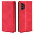 For Samsung Galaxy A13 4G Retro-skin Magnetic Leather Case with Holder & Card Slots & Wallet(Red) - 1