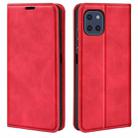 For Samsung Galaxy A03 166mm Retro-skin Magnetic Leather Case with Holder & Card Slots & Wallet(Red) - 1
