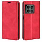 For OnePlus 10 Pro 5G Retro-skin Magnetic Suction Phone Leather Case with Holder & Card Slots & Wallet(Red) - 1