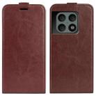 For OnePlus 10 Pro 5G  R64 Texture Single Vertical Flip Leather Phone Protective Case with Card Slots & Photo Frame(Brown) - 1