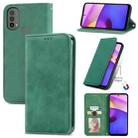 For Motorola Moto E40 Retro Skin Feel Magnetic Horizontal Flip Leather Case(Green) - 1