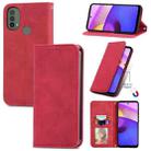 For Motorola Moto E40 Retro Skin Feel Magnetic Horizontal Flip Leather Case(Red) - 1