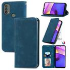 For Motorola Moto E40 Retro Skin Feel Magnetic Horizontal Flip Leather Case(Blue) - 1