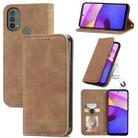 For Motorola Moto E40 Retro Skin Feel Magnetic Horizontal Flip Leather Case(Brown) - 1