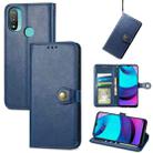 For Motorola Moto E20 Retro Solid Color Buckle Leather Phone Case(Blue) - 1