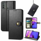 For Motorola Moto E40 Retro Solid Color Buckle Leather Phone Case(Black) - 1