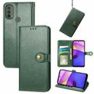 For Motorola Moto E40 Retro Solid Color Buckle Leather Phone Case(Green) - 1