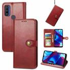 For Motorola Moto G Pure Retro Solid Color Buckle Leather Phone Case(Red) - 1