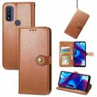 For Motorola Moto G Pure Retro Solid Color Buckle Leather Phone Case(Brown) - 1