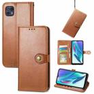 For Motorola Moto G50 5G Retro Solid Color Buckle Leather Phone Case(Brown) - 1