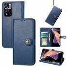 For Xiaomi Redmi Note 11 Pro / 11 Pro+ Retro Solid Color Buckle Leather Phone Case(Blue) - 1