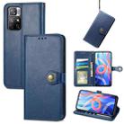 For Xiaomi Redmi Note 11S / Note 11 4G Global  Retro Solid Color Buckle Leather Phone Case(Blue) - 1