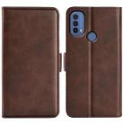 For Motorola Moto E30 / E40 Dual-side Magnetic Buckle Leather Phone Case(Brown) - 1