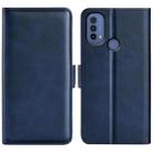 For Motorola Moto E30 / E40 Dual-side Magnetic Buckle Leather Phone Case(Dark Blue) - 1