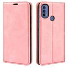 For Motorola Moto E30 / E40 Retro-skin Magnetic Suction Leather Phone Case(Pink) - 1