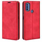 For Motorola Moto E30 / E40 Retro-skin Magnetic Suction Leather Phone Case(Red) - 1