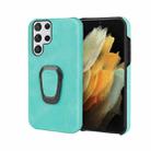 Ring Holder PU Phone Case For Samsung Galaxy S22 Ultra 5G(Mint Green) - 1