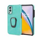 For OnePlus Nord 2 5G Ring Holder PU Phone Case(Mint Green) - 1