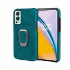 For OnePlus Nord 2 5G Ring Holder PU Phone Case(Cyan) - 1