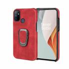 For OnePlus Nord N100 Ring Holder PU Phone Case(Red) - 1