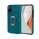 For OnePlus Nord N100 Ring Holder PU Phone Case(Cyan) - 1