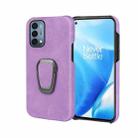 For OnePlus Nord N200 5G Ring Holder PU Phone Case(Purple) - 1