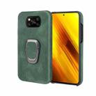 Ring Holder PU Phone Case For Xiaomi Poco X3 / X3 NFC / Poco X3 Pro(Dark Green) - 1