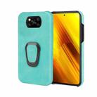 Ring Holder PU Phone Case For Xiaomi Poco X3 / X3 NFC / Poco X3 Pro(Mint Green) - 1