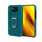 Ring Holder PU Phone Case For Xiaomi Poco X3 / X3 NFC / Poco X3 Pro(Cyan) - 1