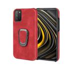 Ring Holder PU Phone Case For Xiaomi Poco M3(Red) - 1
