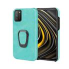 Ring Holder PU Phone Case For Xiaomi Poco M3(Mint Green) - 1
