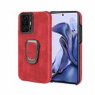 Ring Holder PU Phone Case For Xiaomi Mi 11T / 11T Pro(Red) - 1