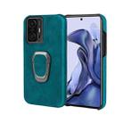 Ring Holder PU Phone Case For Xiaomi Mi 11T / 11T Pro(Cyan) - 1