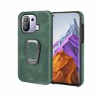 Ring Holder PU Phone Case For Xiaomi Mi 11 Pro 4G / 5G(Dark Green) - 1