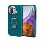 Ring Holder PU Phone Case For Xiaomi Mi 11 Pro 4G / 5G(Cyan) - 1