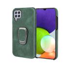 Ring Holder PU Phone Case For Samsung Galaxy A22 4G(Dark Green) - 1