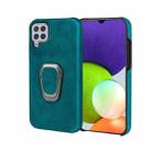 Ring Holder PU Phone Case For Samsung Galaxy A22 4G(Cyan) - 1