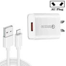 CA-25 QC3.0 USB 3A Fast Charger with USB to 8 Pin Data Cable, AU Plug(White) - 1