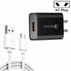 CA-25 QC3.0 USB 3A Fast Charger with USB to Micro USB Data Cable, AU Plug(Black) - 1