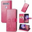 For TCL 10 SE Four-leaf Clasp Embossed Buckle Mobile Phone Protection Leather Case(Magenta) - 1