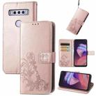 For TCL 10 SE Four-leaf Clasp Embossed Buckle Mobile Phone Protection Leather Case(Rose Glod) - 1