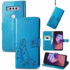 For TCL 10 SE Four-leaf Clasp Embossed Buckle Mobile Phone Protection Leather Case(Blue) - 1