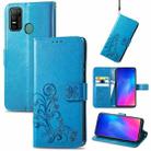 For Doogee N30 Four-leaf Clasp Embossed Buckle Mobile Phone Protection Leather Case(Blue) - 1