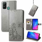 For Doogee N30 Four-leaf Clasp Embossed Buckle Mobile Phone Protection Leather Case(Grey) - 1