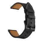 For Huawei Watch GT3 42mm / Watch GT2 42mm First Layer Leather Sewing Thread Watch Band (Black) - 1